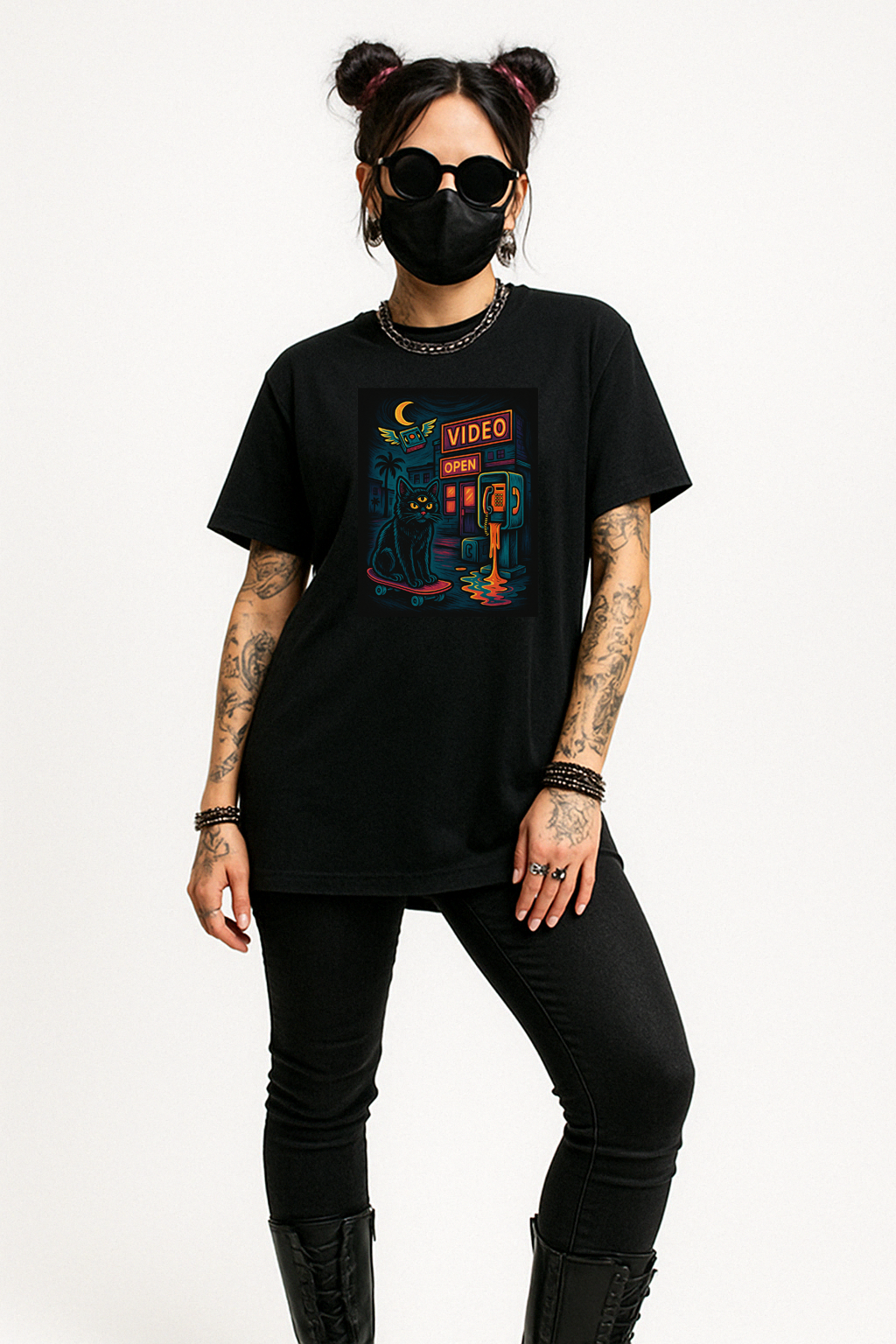 Cat's Night Out on the Neon Town